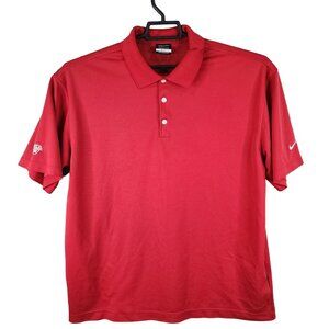 Mens Red Nike Golf Dri-Fit Polo Shirt Short Sleeve 1/4 Button Up Size XL